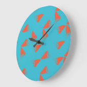 Blue, orange, vibrant, trendy geometric pattern große wanduhr (Winkel)