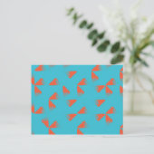 Blue, orange, vibrant, trendy geometric pattern postkarte (Stehend Vorderseite)