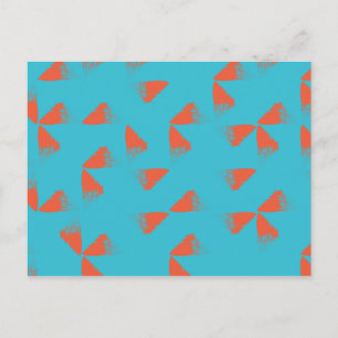 Blue, orange, vibrant, trendy geometric pattern postkarte