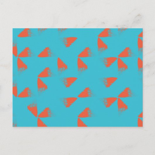 Blue, orange, vibrant, trendy geometric pattern postkarte (Vorderseite)