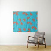 Blue, orange, vibrant, trendy geometric pattern wandteppich (Beispiel (Horizontal))