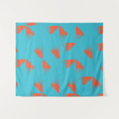 Blue, orange, vibrant, trendy geometric pattern wandteppich (Vorderseite (Horizontal))