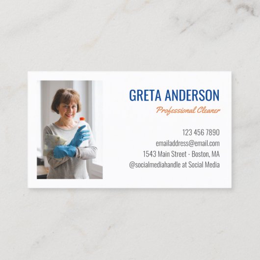 Blue Orange Wasserfarbe Ihr Logo-Reinigungsservice Visitenkarte (Rückseite)