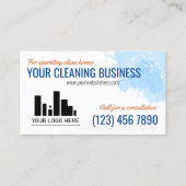 Blue Orange Wasserfarbe Ihr Logo-Reinigungsservice Visitenkarte (Vorderseite)