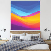 Blue Orange Wave Layers Leinwanddruck (Insitu (Schlafzimmer))