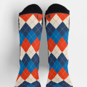 Blue Orange White Preppy Sporty Raute personalisie Socken (Oben)