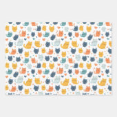 Blue Orange Yellow Cute Cats Baby Shower Birthday Geschenkpapier Set (Vorderseite 3)