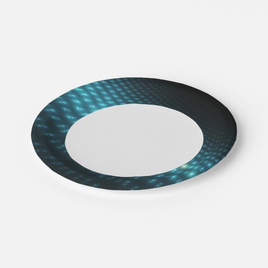 Blue Orbs 3D Pappteller (Schrägansicht)