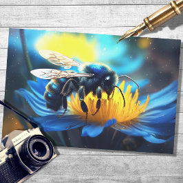 Blue Orchard Mason Bee Decoupage Paper Seidenpapier