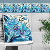 Blue Orchid Blume Mosaik Art Fliese