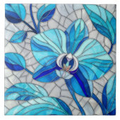 Blue Orchid Blume Mosaik Art Fliese (Vorderseite)