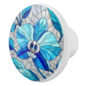 Blue Orchid Blume Mosaik Art Keramikknauf (Rechts)
