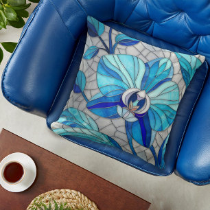 Blue Orchid Blume Mosaik Kissen