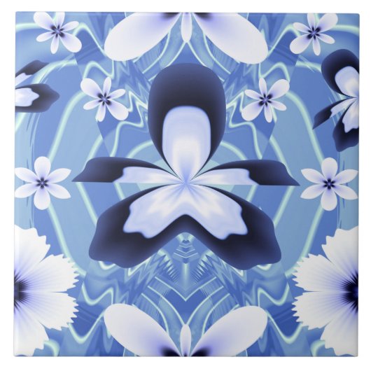 Blue Orchid Elegante Blume Fliese (Vorderseite)