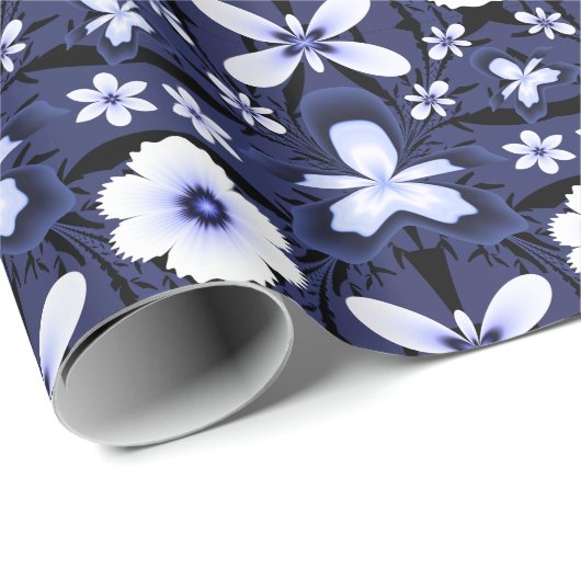 Blue Orchid Elegante Blume Fraktal Geschenkpapier (Rolleneckpunkt)