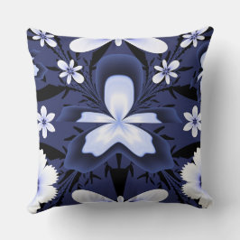 Blue Orchid Elegante Blume Fraktal Kissen