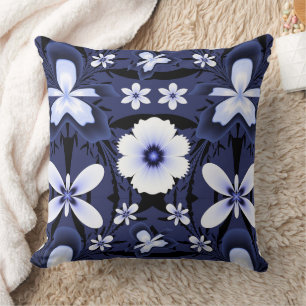 Blue Orchid Elegante Blume Fraktal Kissen