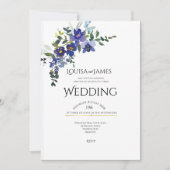 Blue Orchid Hochzeitseinladung Einladung (Vorderseite)