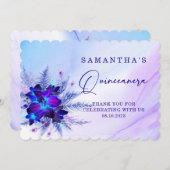 Blue Orchid Quinceañera Danke Karte (Vorne/Hinten)