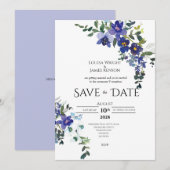Blue Orchid Save the Date Wedding Invitation Einladung (Vorne/Hinten)