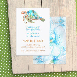 Blue Orchid, Sea Turtle Elopement Empfang Party Einladung