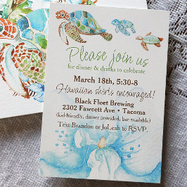 Blue Orchid, Sea Turtles Elopement Empfang Party Einladung
