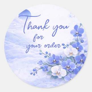 Blue orchid Thank You For your order Runder Aufkleber