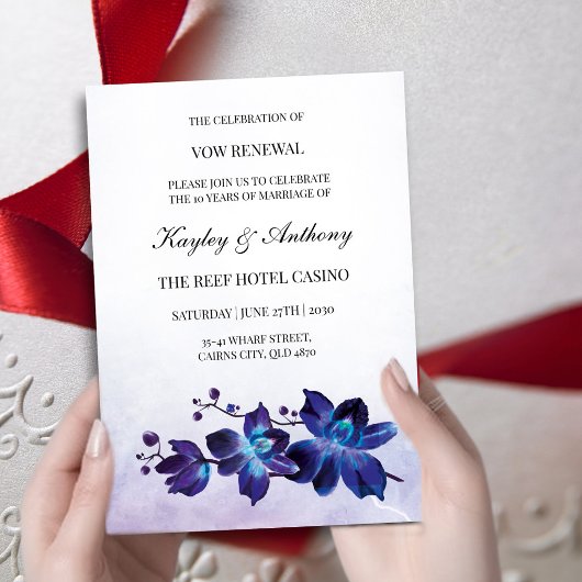 Blue Orchid Tropical Vow Renewal RSVP Karte
