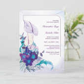 Blue Orchid und Calla Lily Wedding Einladung (Stehend Vorderseite)
