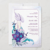 Blue Orchid und Calla Lily Wedding Einladung (Vorderseite)