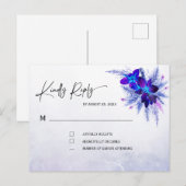 Blue Orchid Wedding RSVP Postkarte (Vorne/Hinten)