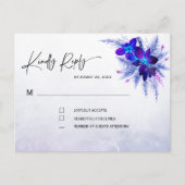 Blue Orchid Wedding RSVP Postkarte (Vorderseite)