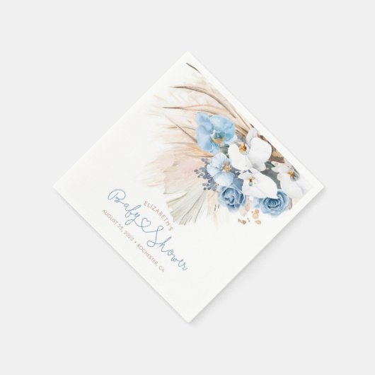 Blue Orchids and Pampas Grass Elegant Boho Serviette (Ecke)