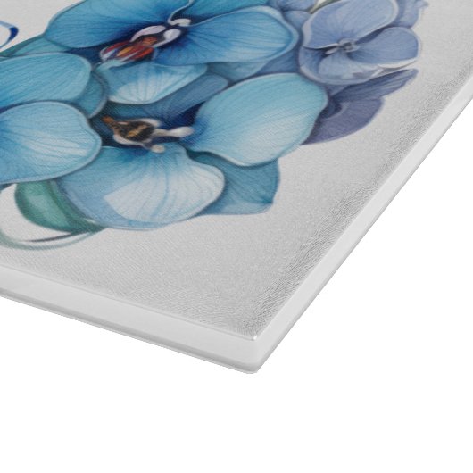 Blue Orchids Shabbat Challah Schneidebrett (Ecke)