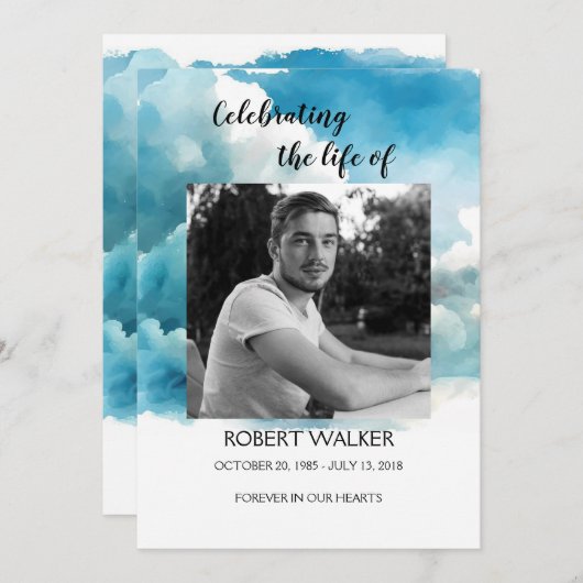 Blue Order of Service Life Celebration Program Programm (Vorne/Hinten)