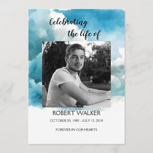 Blue Order of Service Life Celebration Program Programm (Vorderseite)