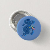 Blue Oriental Dragon Button (Vorne & Hinten)