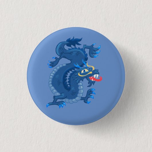 Blue Oriental Dragon Button (Vorderseite)