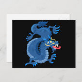 Blue Oriental Dragon Postkarte (Vorne/Hinten)