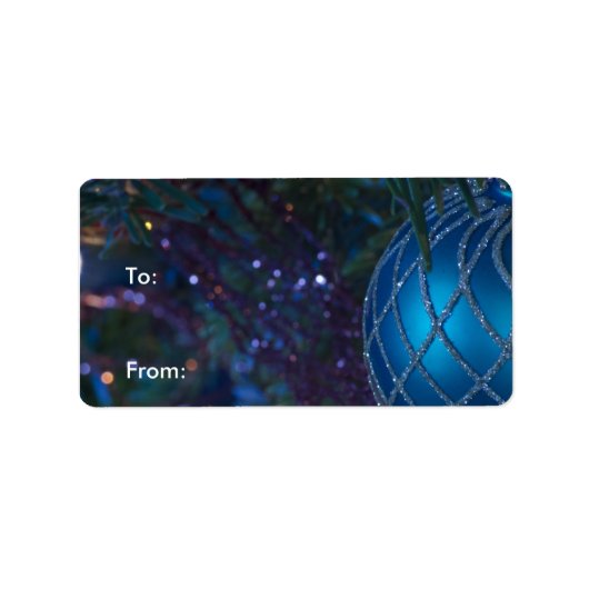 Blue Ornament Gift Labels Adressaufkleber (Vorne)