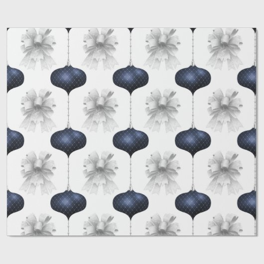 Blue Ornament Holiday Geschenkpapier (Flach)