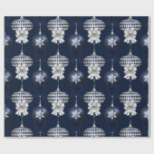 Blue Ornament Holiday Geschenkpapier (Flach)