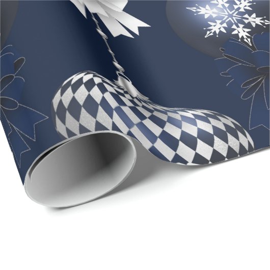 Blue Ornament Holiday Geschenkpapier (Rolleneckpunkt)