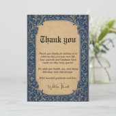 Blue Ornamental Danke Card (Stehend Vorderseite)