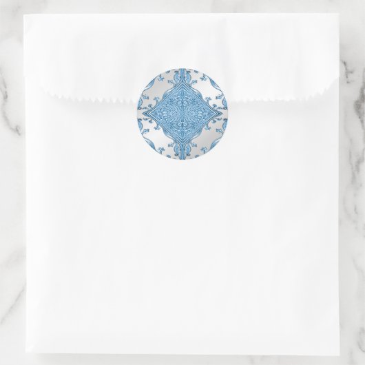Blue Ornamental Sticker (Tasche)