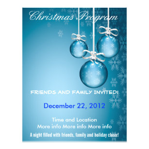 Blue Ornaments and Snowflakes Program Flyer