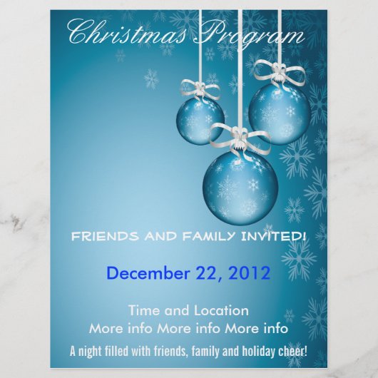 Blue Ornaments and Snowflakes Program Flyer (Hinten)