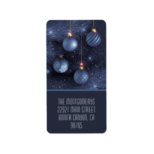 Blue Ornaments Return Address Adressaufkleber (Vorne)