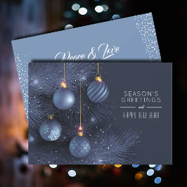 Blue Ornaments Saison Grüße Flat Feiertagskarte