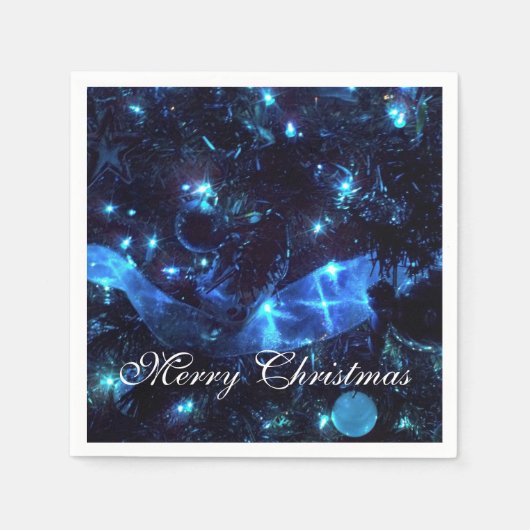 Blue Ornaments und Ribbon Weihnachten Napkins Serviette (Vorderseite)
